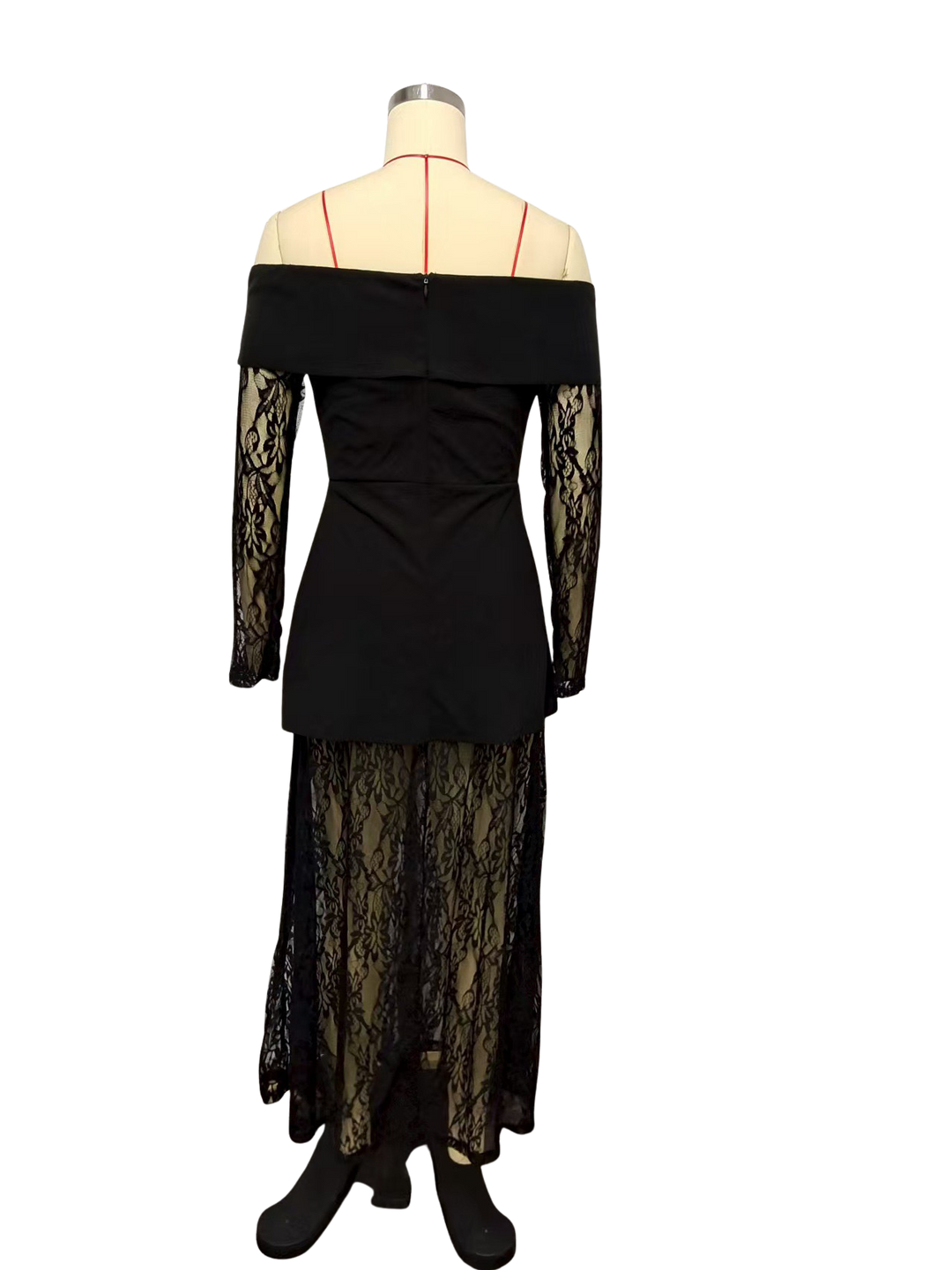 Off-shoulder maxi dress with lace design - LENNA