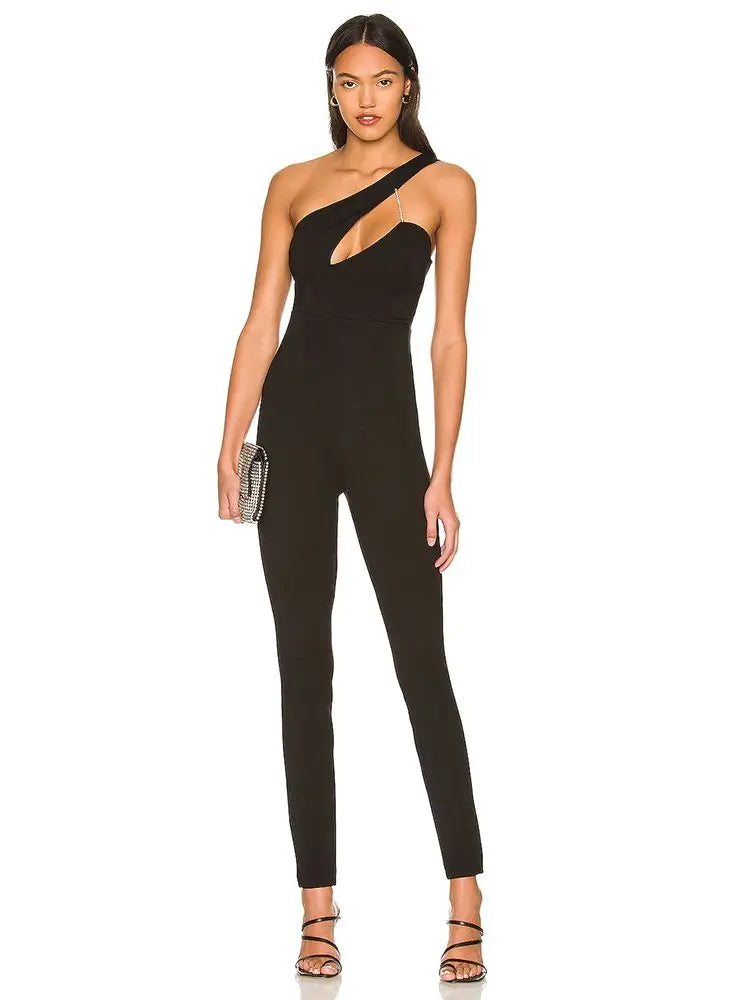 אוברול אלגנטי צמוד בעיטור פס זרקונים - טורי