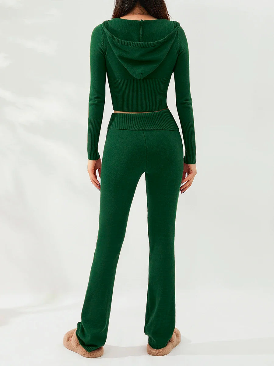 חליפה סרוגה שני חלקים ג'קט ומכנסיים ארוכים - Joanna