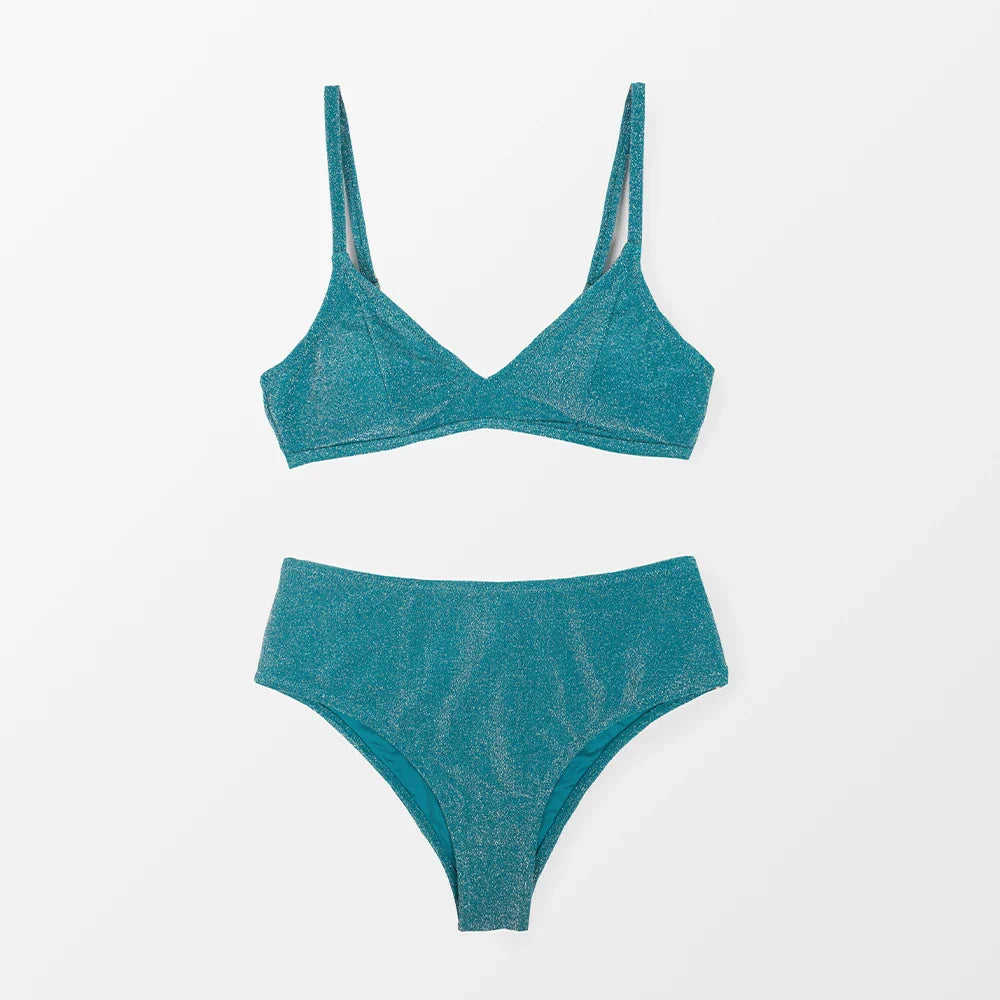 בגד ים ביקיני נצנצים תחתון גזרה גבוהה - לי ים