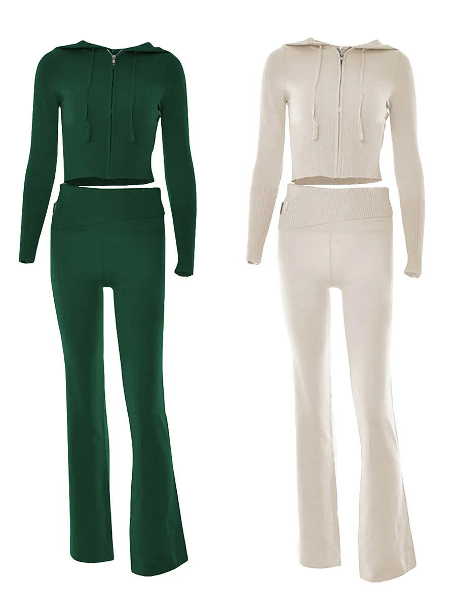 חליפה סרוגה שני חלקים ג'קט ומכנסיים ארוכים - Joanna