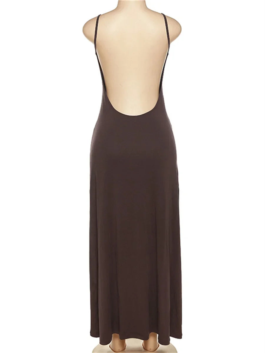 שמלת מקסי בוהו שיק בעיצוב פתח גב חשוף - רונה