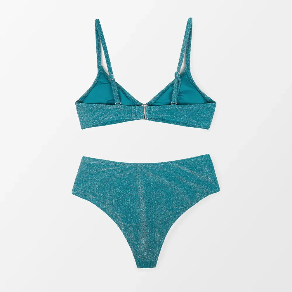 בגד ים ביקיני נצנצים תחתון גזרה גבוהה - לי ים