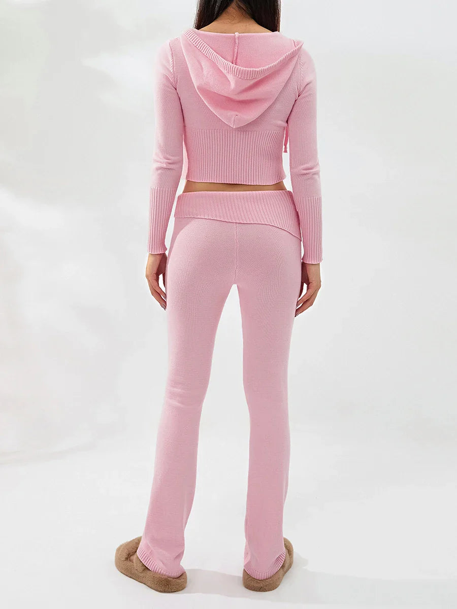 חליפה סרוגה שני חלקים ג'קט ומכנסיים ארוכים - Joanna