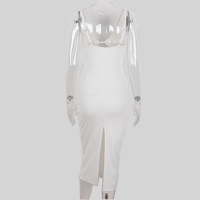 שמלת מקסי סרוגה בעיצוב פתח גב פתוח - Michelle