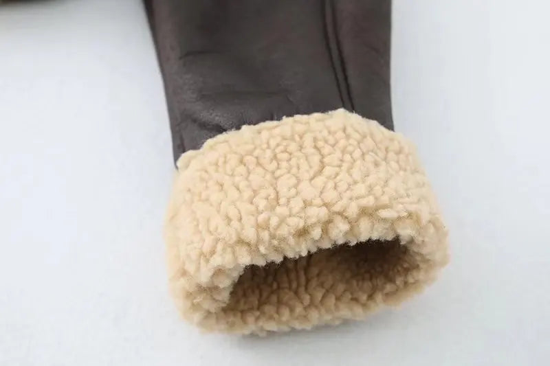 מעיל עור קצר פרווה פנימית - ג'וני