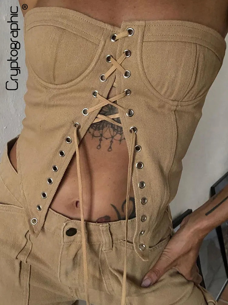 Strapless top with ties - Maya