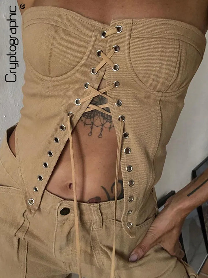 Strapless top with ties - Maya