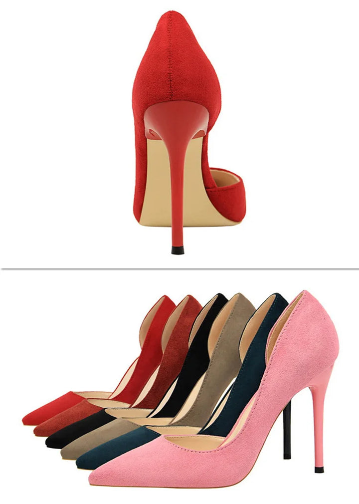 Suede pointed-toe heels with open side design - Nelly