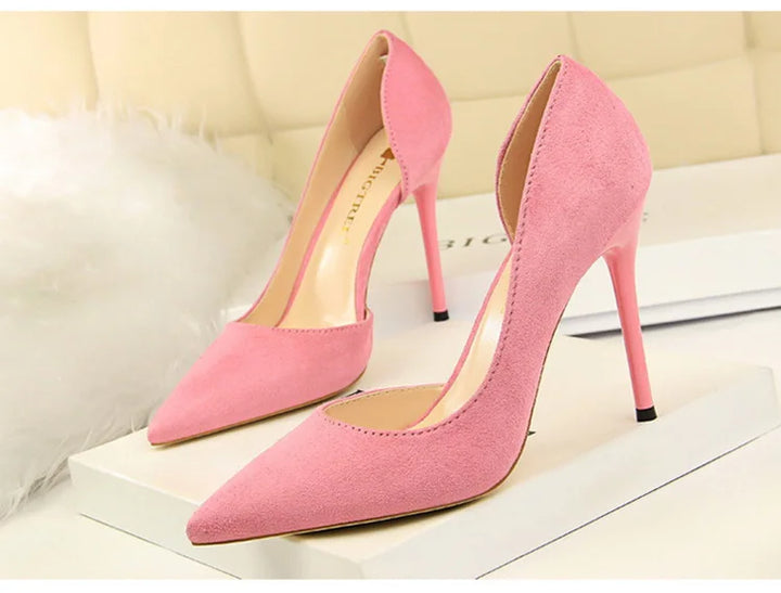 Suede pointed-toe heels with open side design - Nelly