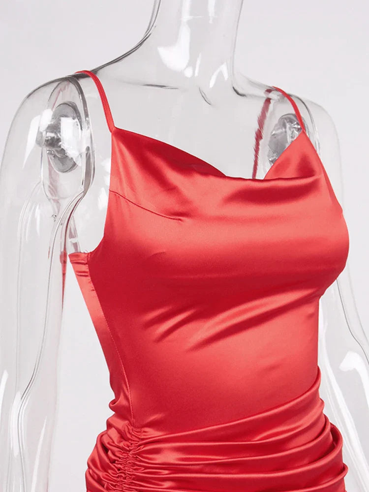 שמלת מידי כיווצים סאטן - ליס