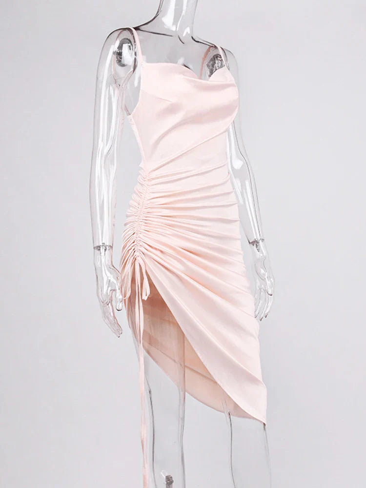 שמלת מידי כיווצים סאטן - ליס