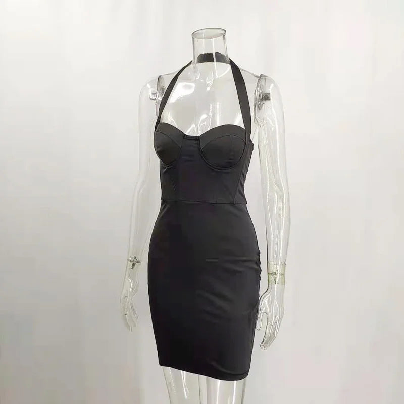 שמלת מיני סאטן צמודה בעיצוב מחוך - איילין