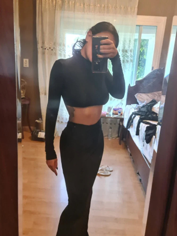 סט שני חלקים חצאית מקסי וחולצה - יאווה