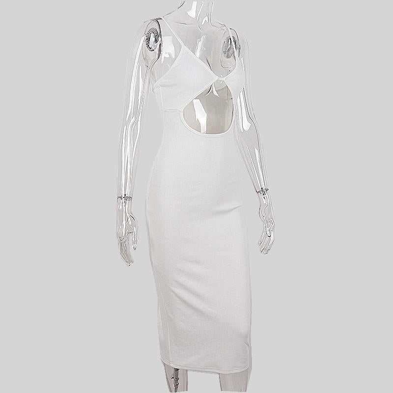 שמלת מקסי סרוגה בעיצוב פתח גב פתוח - Michelle