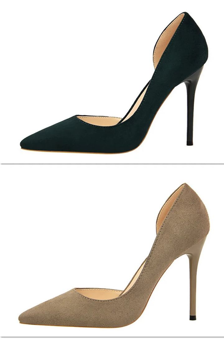 Suede pointed-toe heels with open side design - Nelly