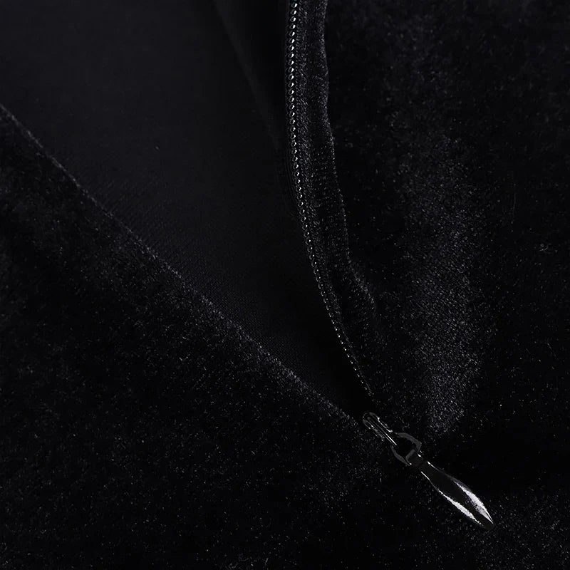 שמלת מידי קטיפה בעיטור שיפון נצנצים - איירין