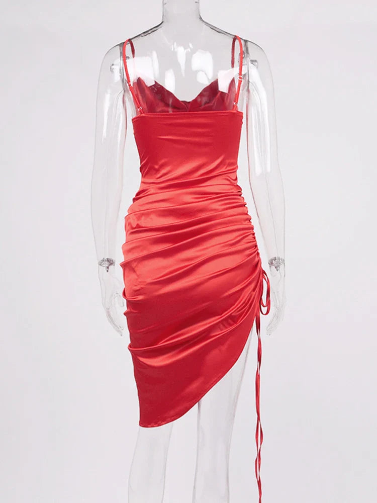 שמלת מידי כיווצים סאטן - ליס