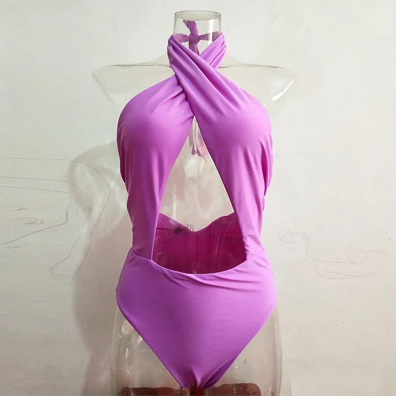 בגד ים שלם קרוס קשירה בצוואר - מיני