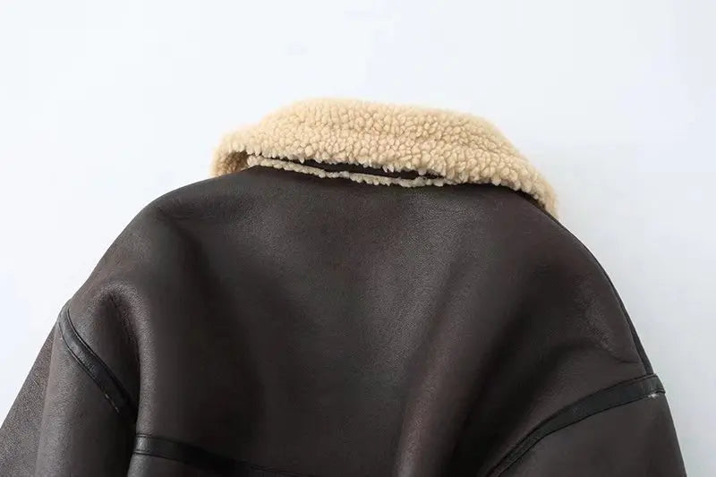 מעיל עור קצר פרווה פנימית - ג'וני