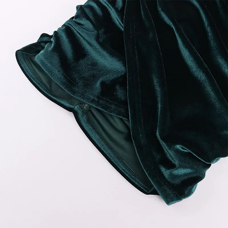 שמלת מיני קטיפה בעיצוב מחוך וכיווצים - שיינא