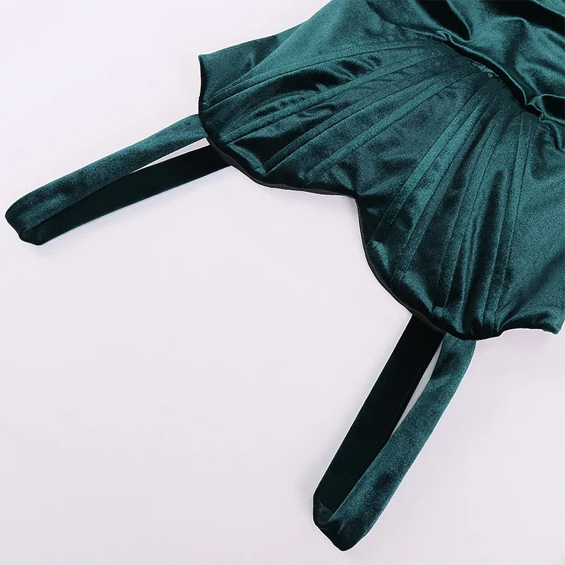 שמלת מיני קטיפה בעיצוב מחוך וכיווצים - שיינא