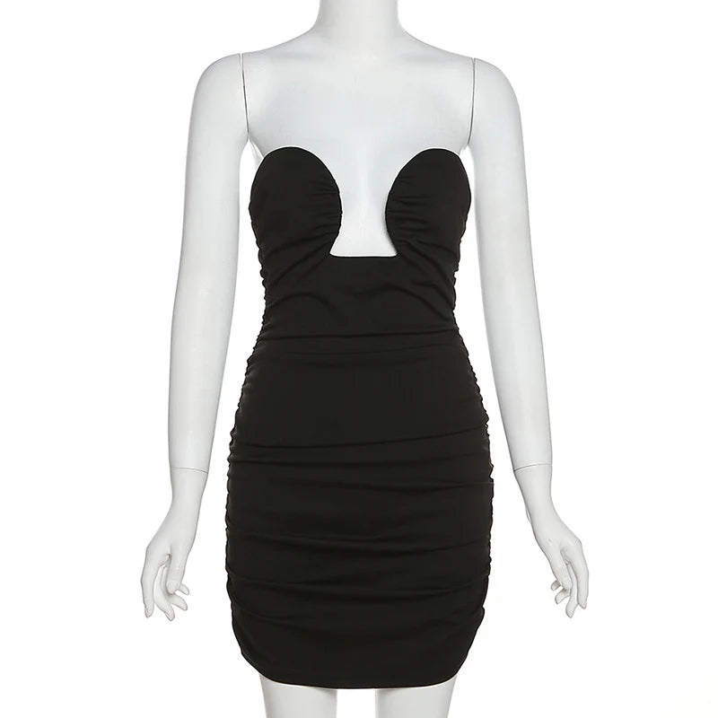 שמלת מיני כיווצים צמודה בעיצוב מיוחד - נאלה