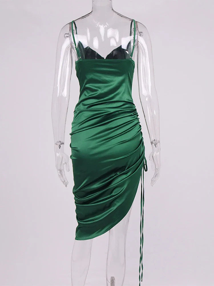 שמלת מידי כיווצים סאטן - ליס