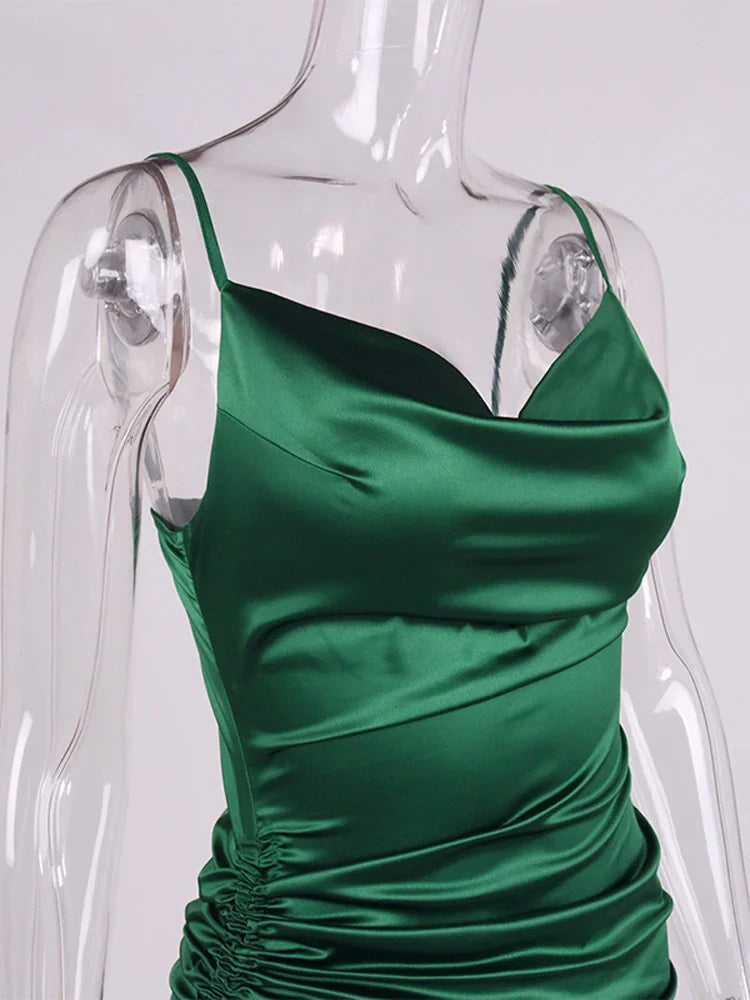 שמלת מידי כיווצים סאטן - ליס