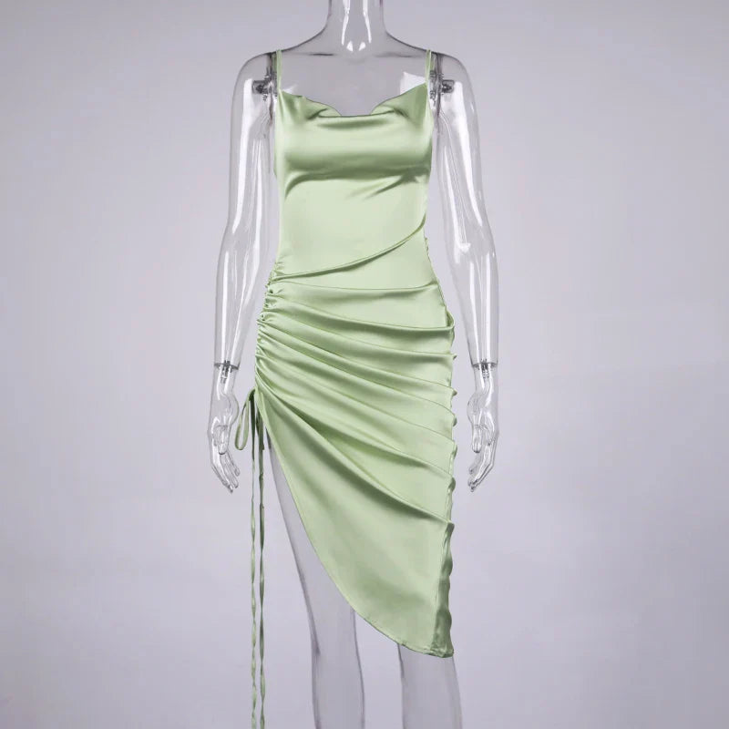 שמלת מידי כיווצים סאטן - ליס