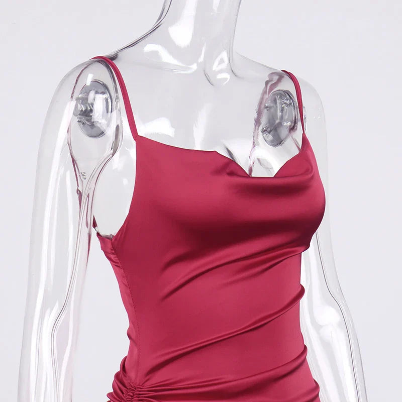 שמלת מידי כיווצים סאטן - ליס