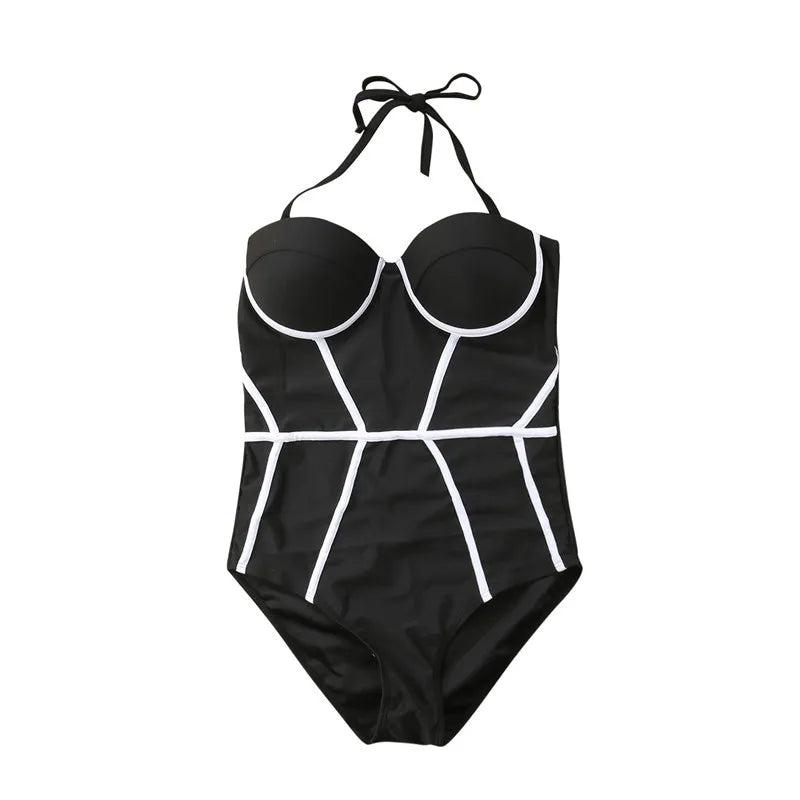 Monochrome strapless one-piece swimsuit - Elite