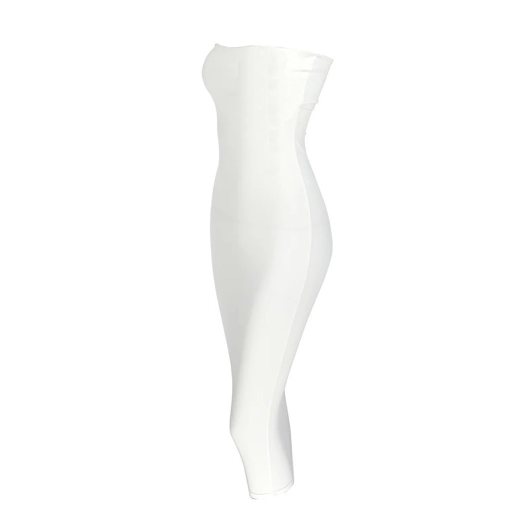 שמלת מידי סטרפלס צמודה בד מחטב - אור לי