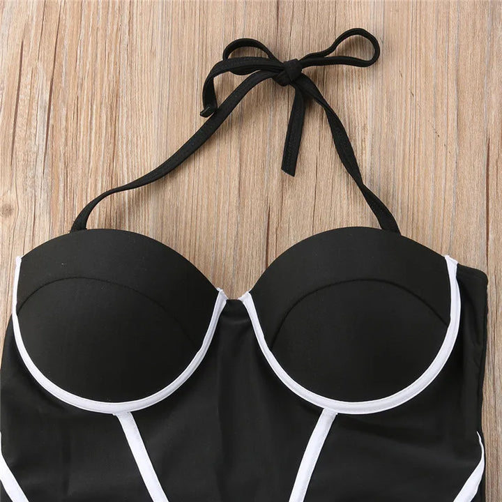 Monochrome strapless one-piece swimsuit - Elite