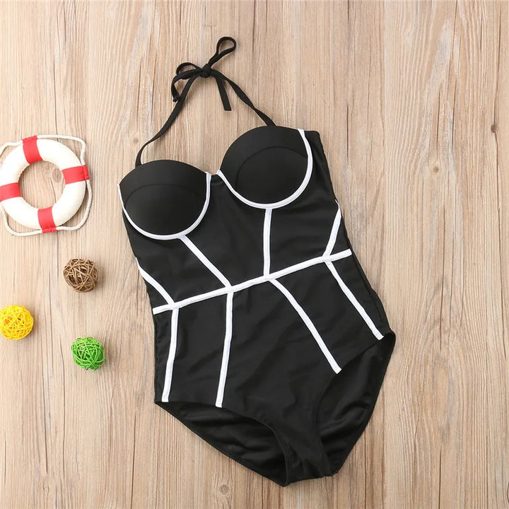 Monochrome strapless one-piece swimsuit - Elite