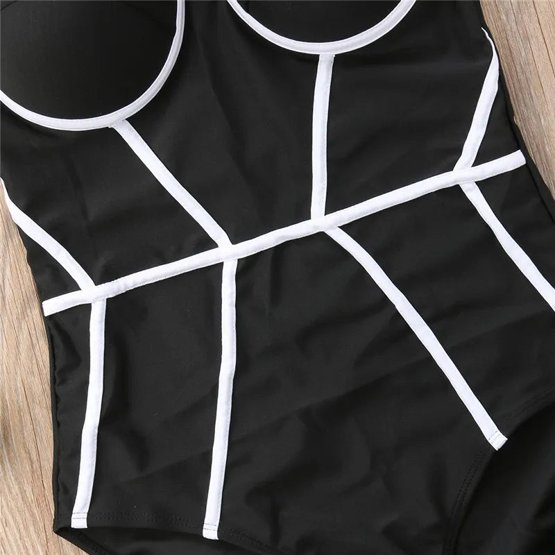 Monochrome strapless one-piece swimsuit - Elite