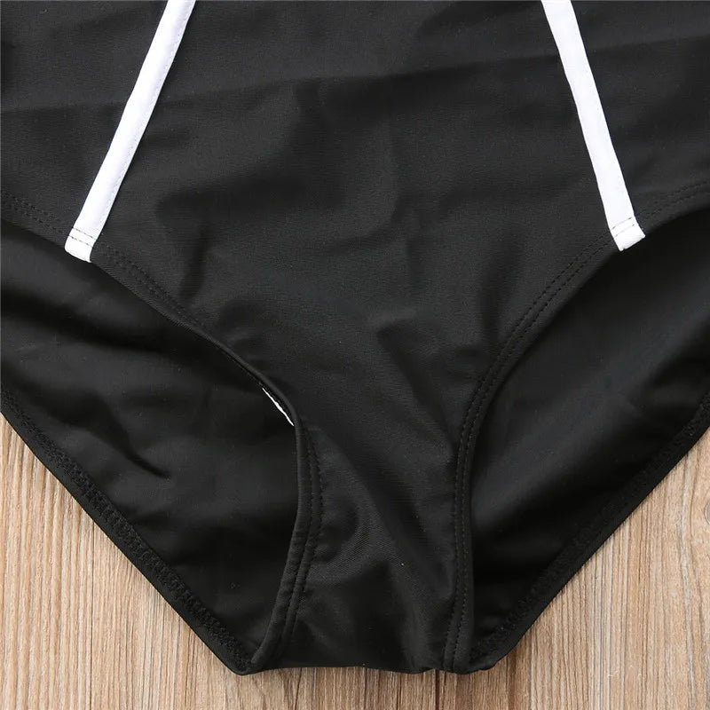 בגד ים שלם סטרפלס בסגנון מונוכרום - אליטה