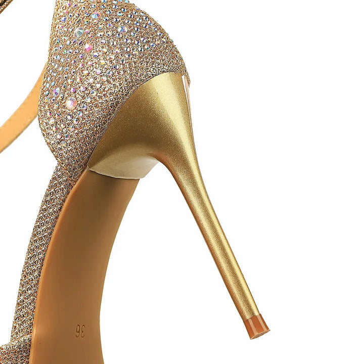 Pointed Heel Shoes with Crystal Diamond Decoration - Nestia