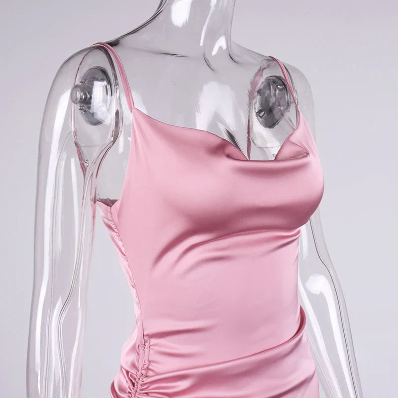 שמלת מידי כיווצים סאטן - ליס