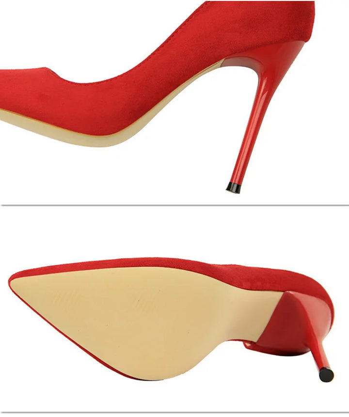 Suede pointed-toe heels with open side design - Nelly