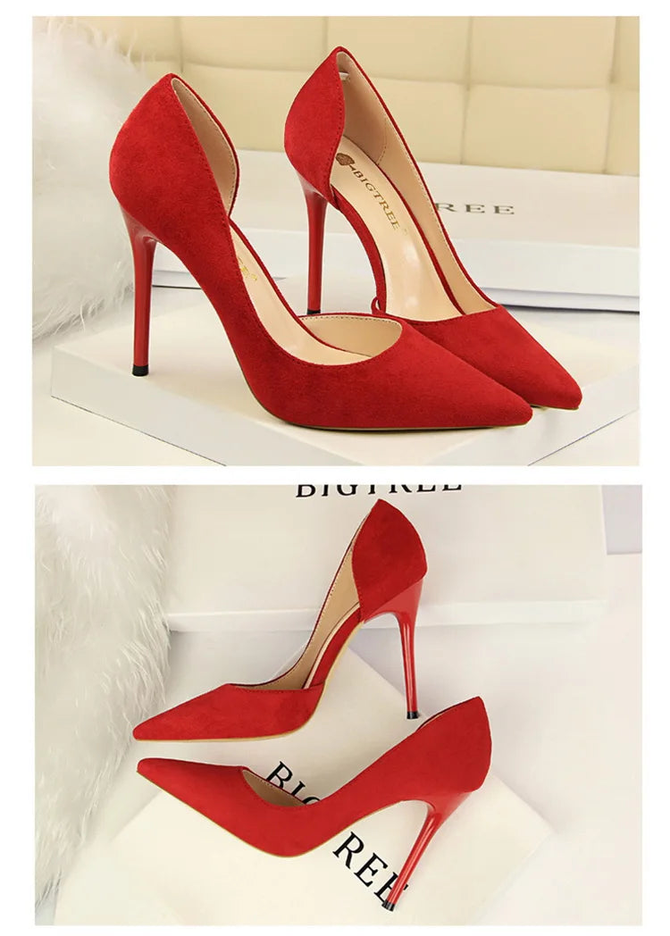 Suede pointed-toe heels with open side design - Nelly