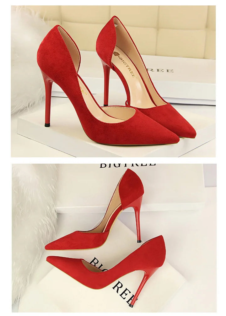 Suede pointed-toe heels with open side design - Nelly