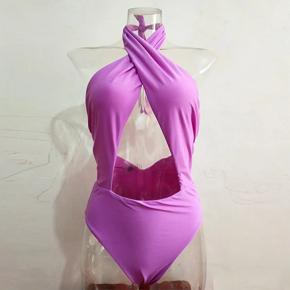 בגד ים שלם קרוס קשירה בצוואר - מיני