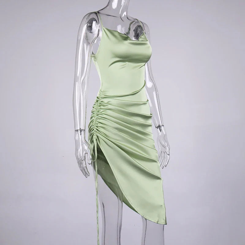 שמלת מידי כיווצים סאטן - ליס