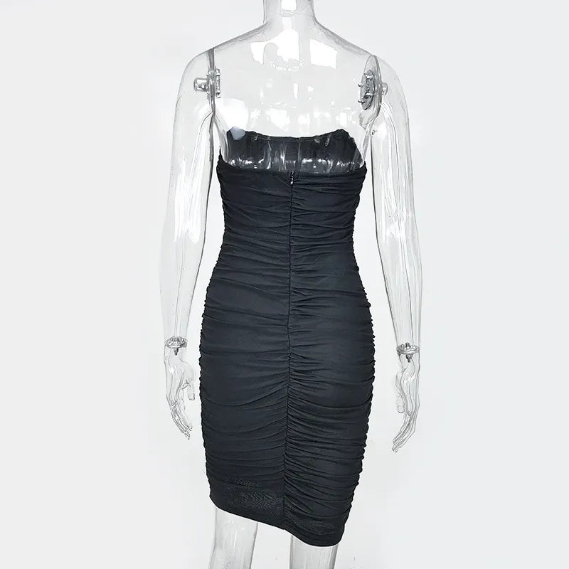 שמלת מידי סטרפלס מחוך שיפון - טולה