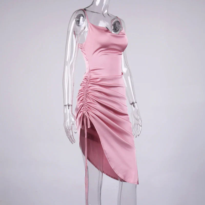 שמלת מידי כיווצים סאטן - ליס