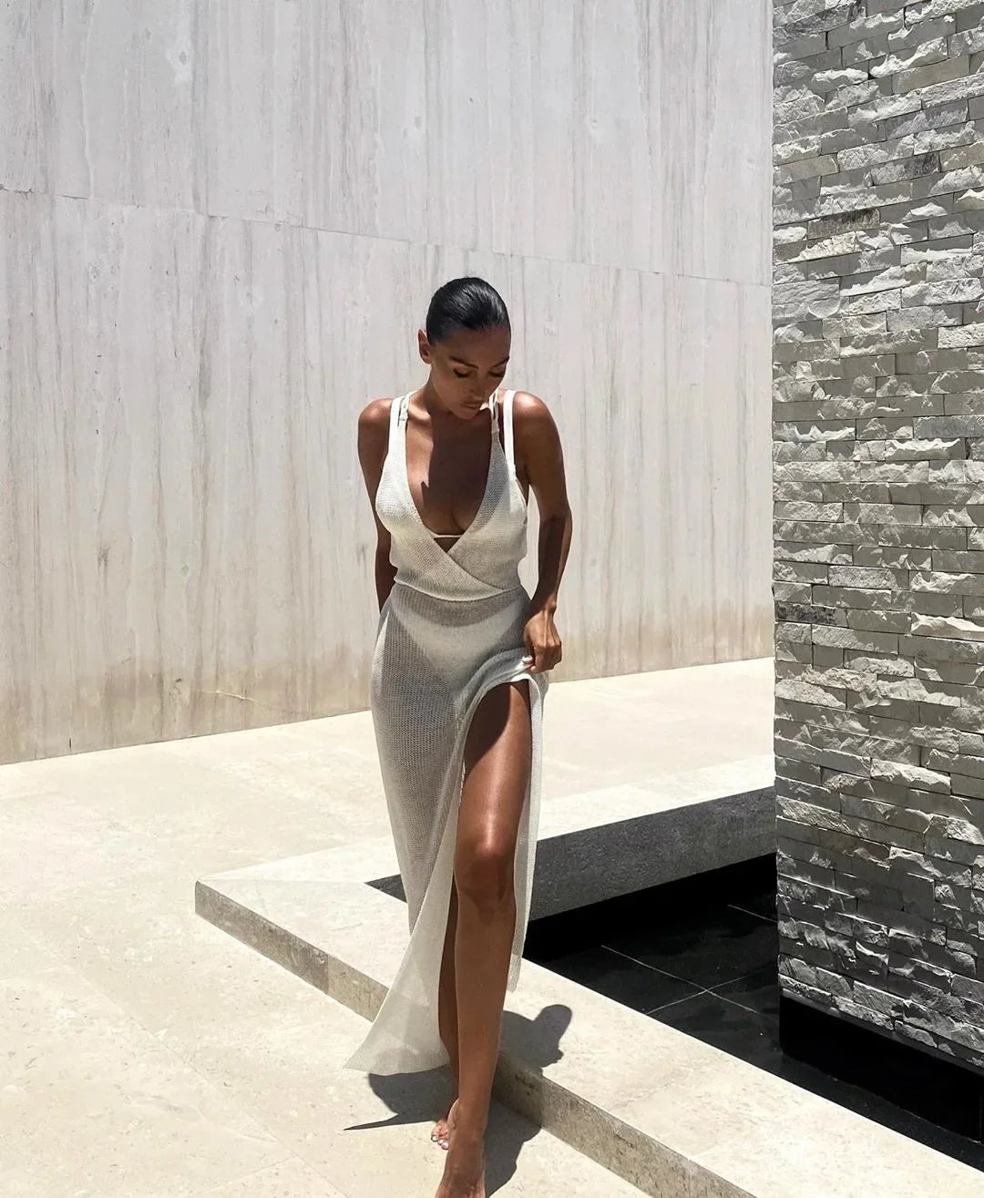 שמלת חוף מקסי שסע - אירי