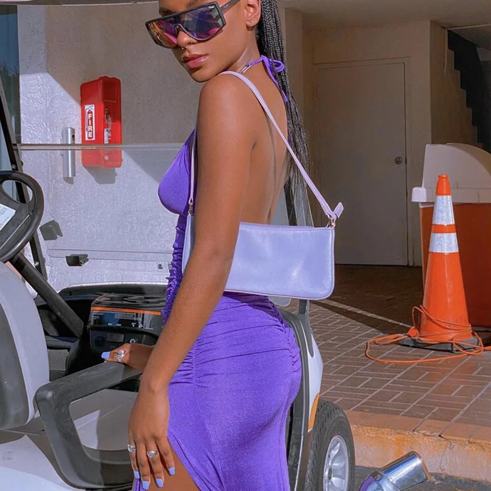 שמלת שסע עמוק כיווצים - הולי