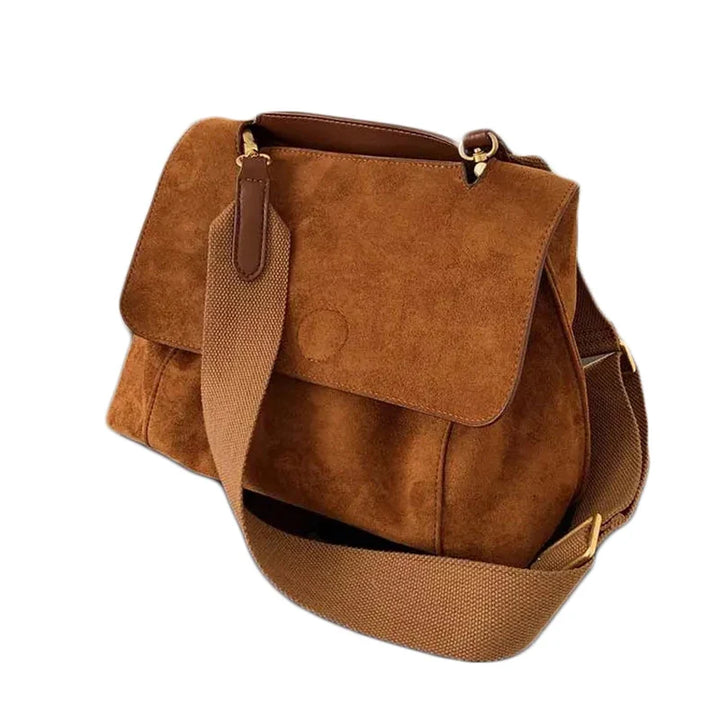 Suede bag with retro design