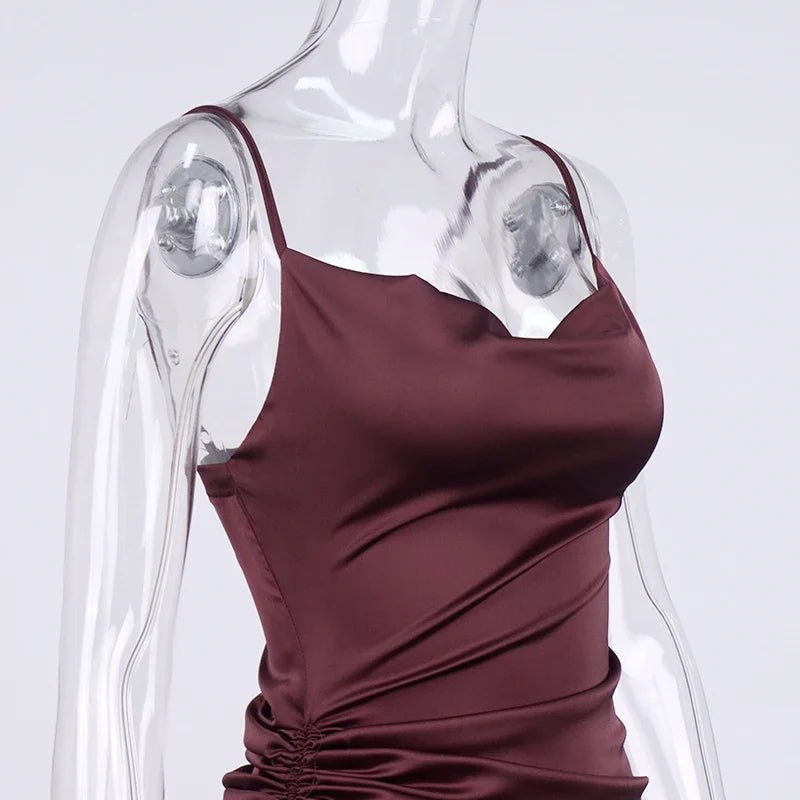 שמלת מידי כיווצים סאטן - ליס